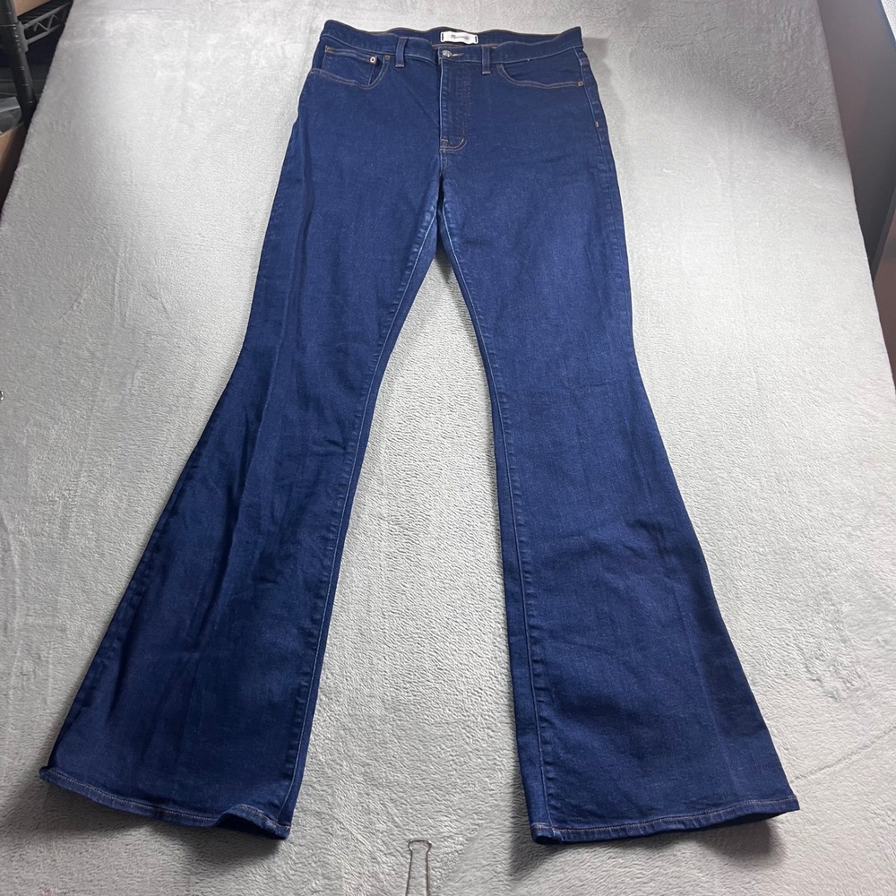 Madewell The Stretch Flare Jean Dark Wash High Rise Denim 30T Long Tall
